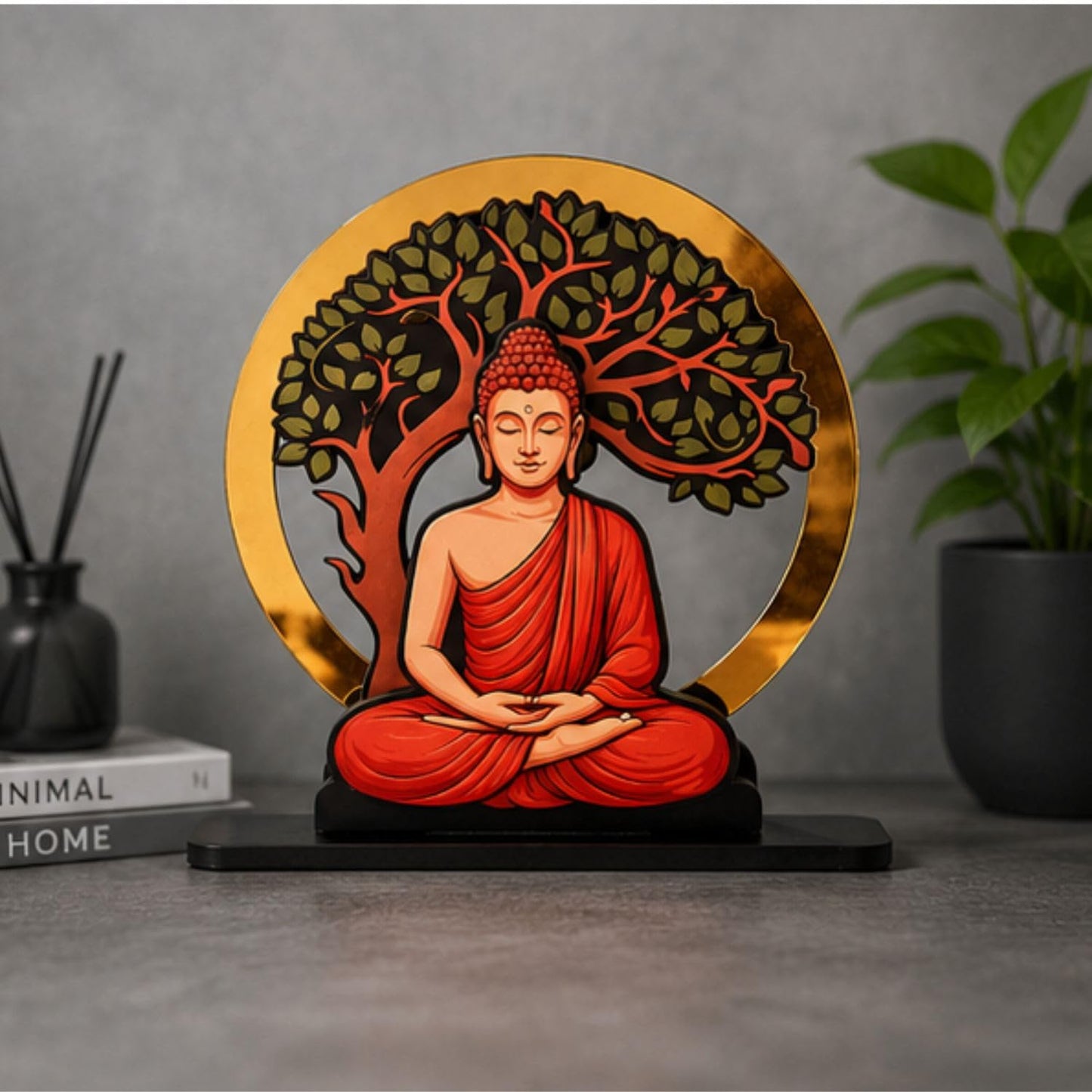 Buddha Under Bodhi Tree Wooden Desk Decor