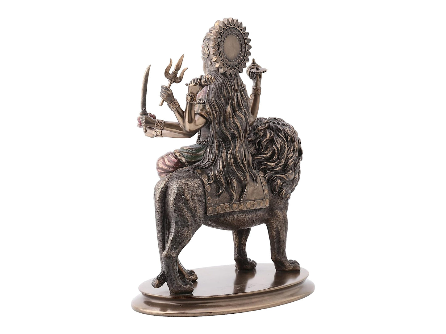 Antique Finish Goddess Durga Riding Lion Idol