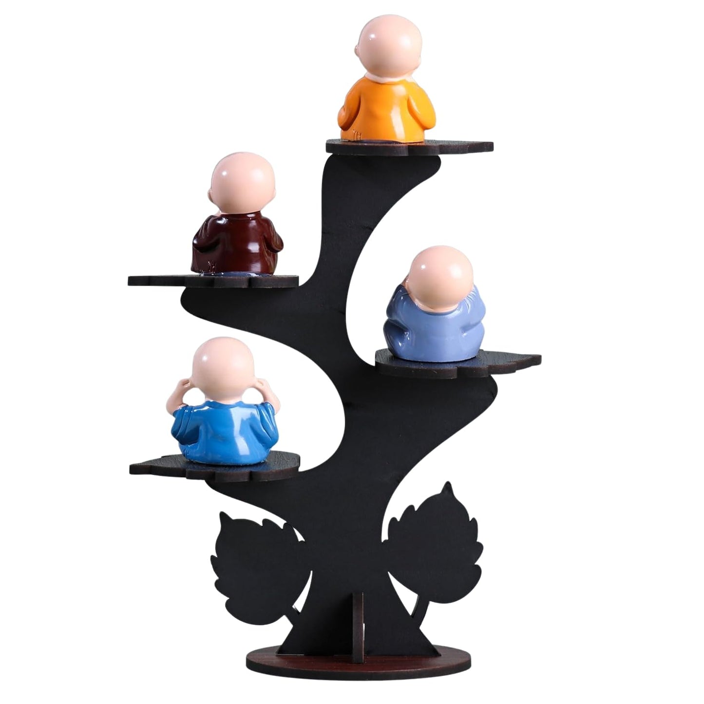 Wooden 4 Buddha Monk Figurine Table Decor Showpiece