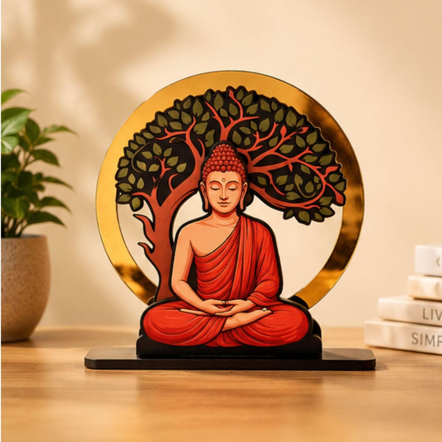 Buddha Under Bodhi Tree Wooden Desk Decor