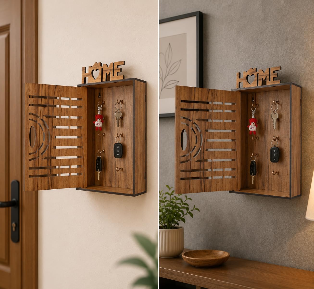 Wooden Key Holder Cabinet for Wall