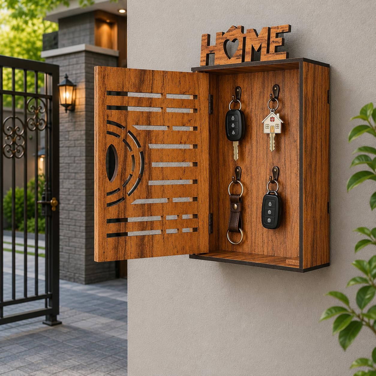 Wooden Key Holder Cabinet for Wall