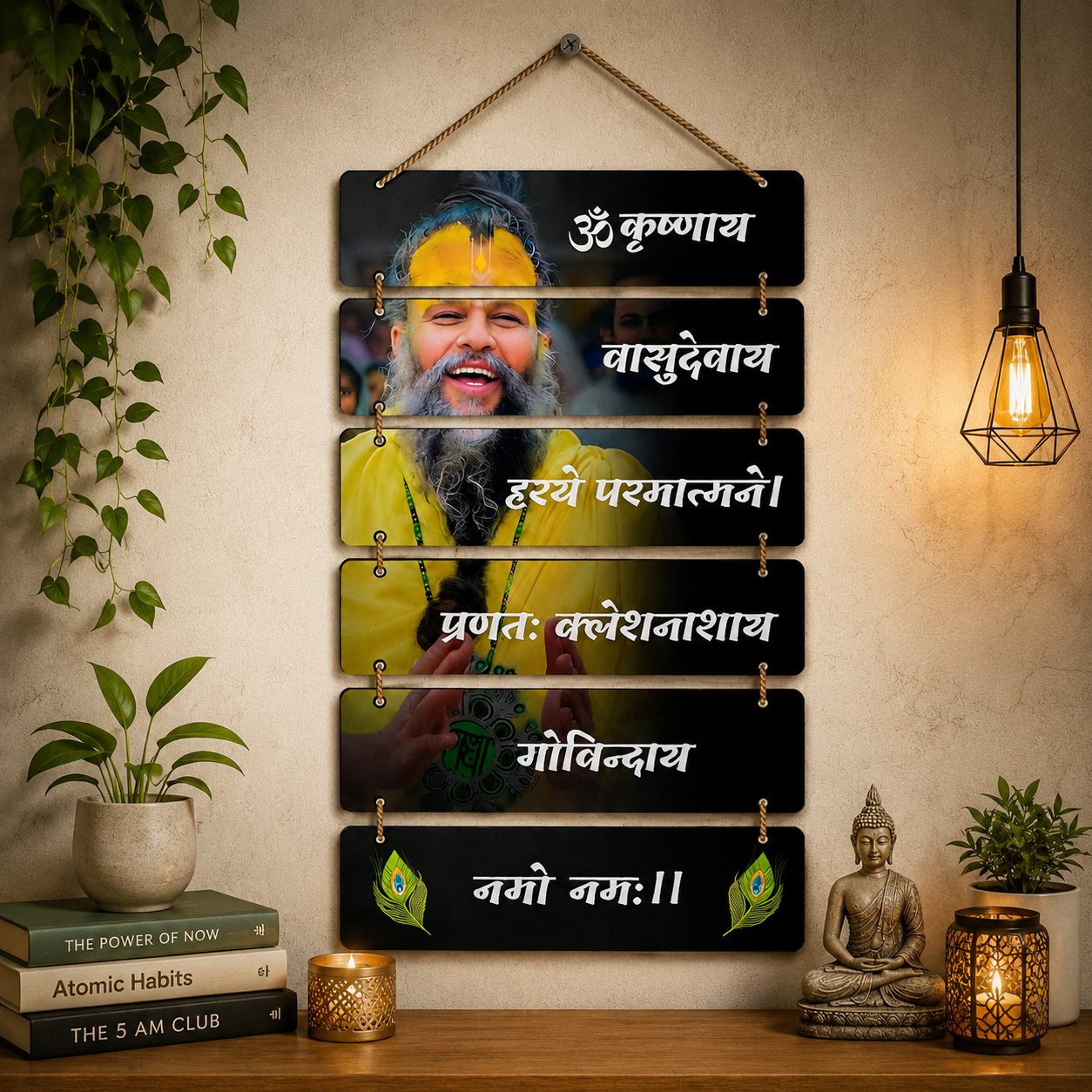 Om Krishnaya Vasudevaya Wooden Hanging Wall Decor |