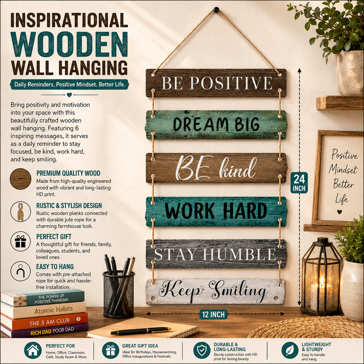 Inspirational Wooden Wall Hanging Plaque