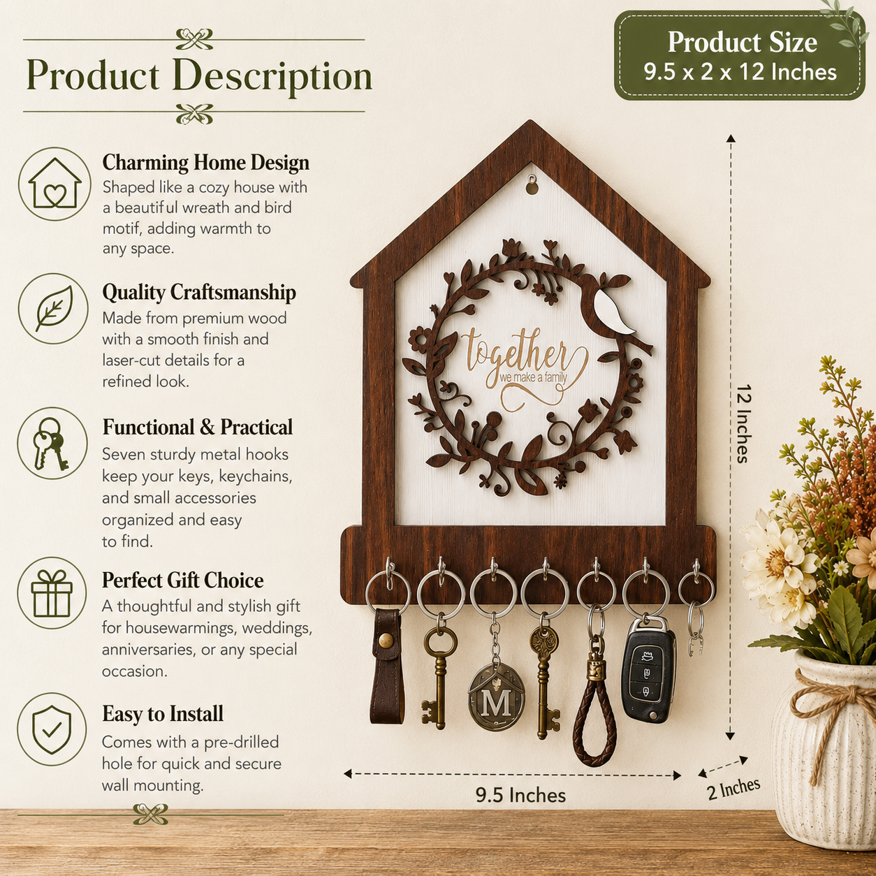 Together We Make a Family Design Key Holder