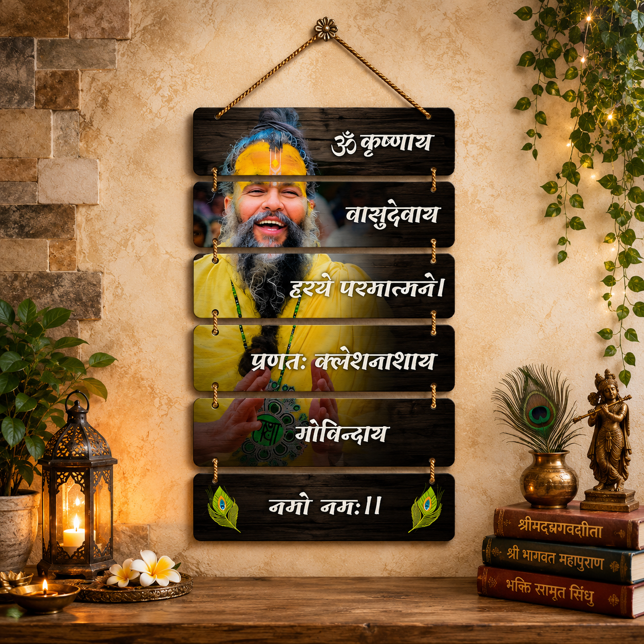 Om Krishnaya Vasudevaya Wooden Hanging Wall Decor |