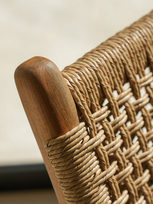 Handcrafted Teak & Rattan Lounge Chair