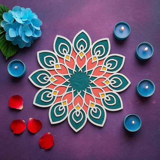 Portable Rangoli Stencil for Decor Rangoli Design for Diwali Decoration Item for Home and Diwali Gifts - 12 Inch ananta Rangoli Stencils Hall Diwali Festival Item
