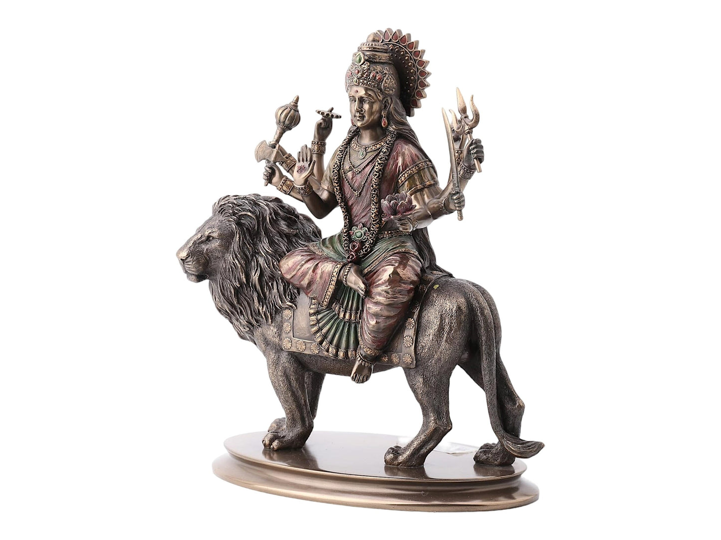 Antique Finish Goddess Durga Riding Lion Idol
