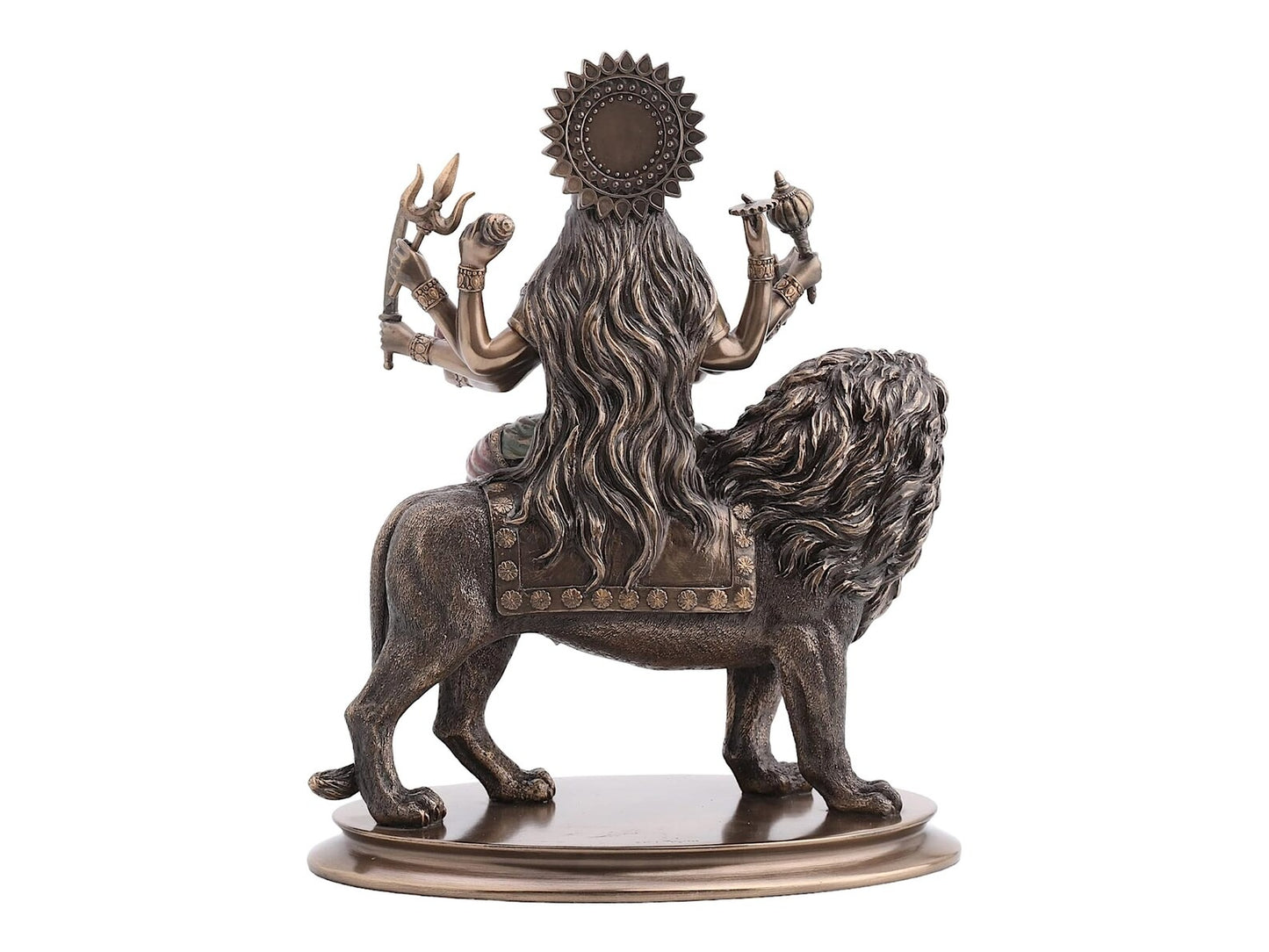 Antique Finish Goddess Durga Riding Lion Idol