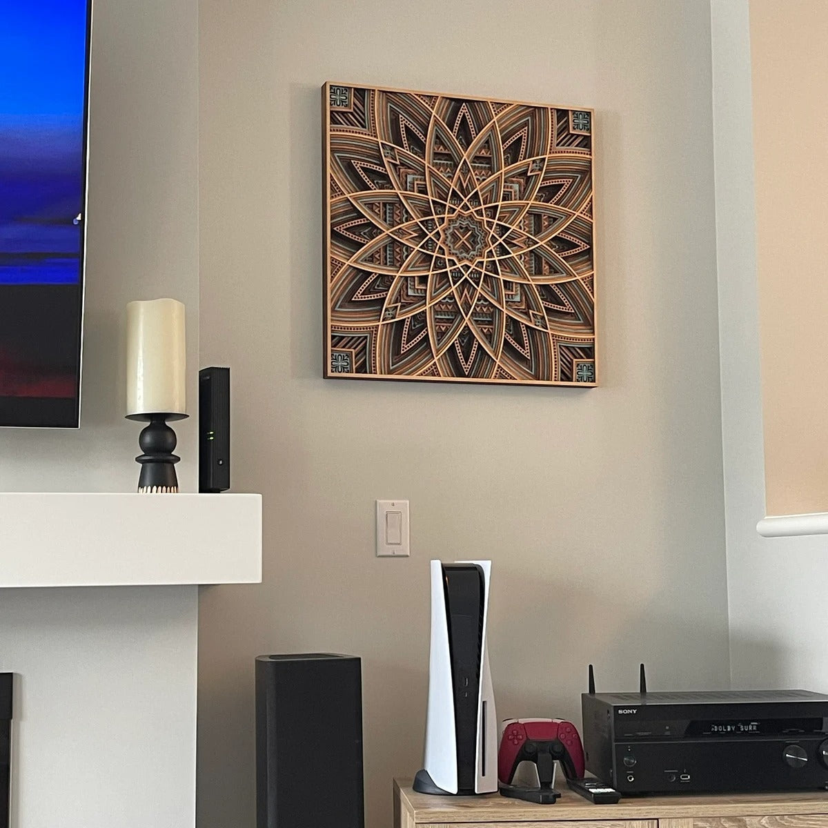 Intricate Layered Wooden Star Mandala Wall Art