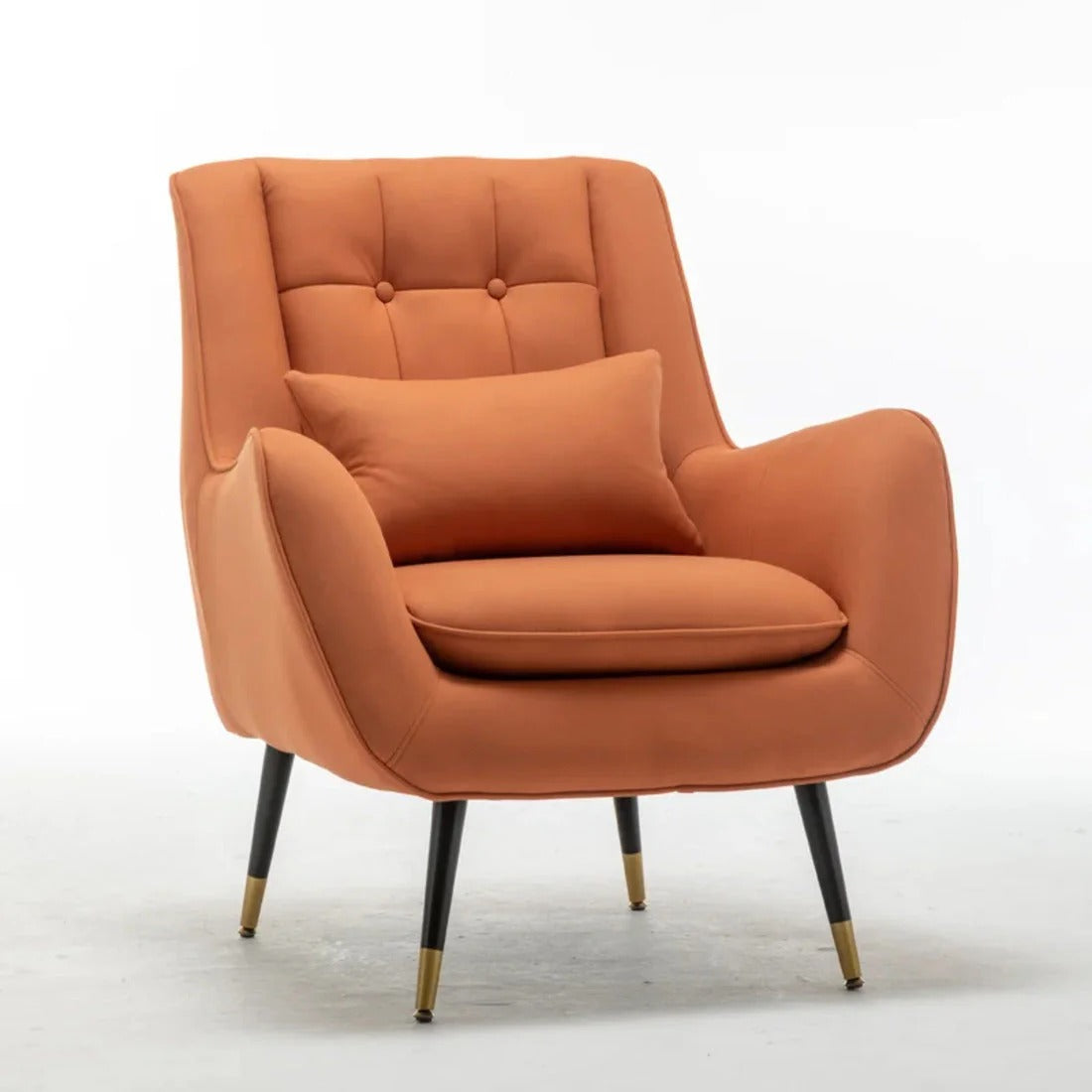 Luxurious Mustard Velvet Lounge Chair with Cushion