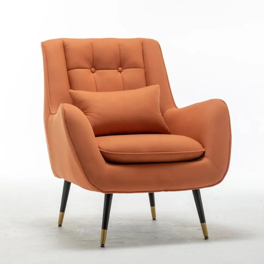Luxurious Mustard Velvet Lounge Chair with Cushion