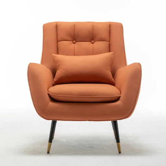 Luxurious Mustard Velvet Lounge Chair with Cushion